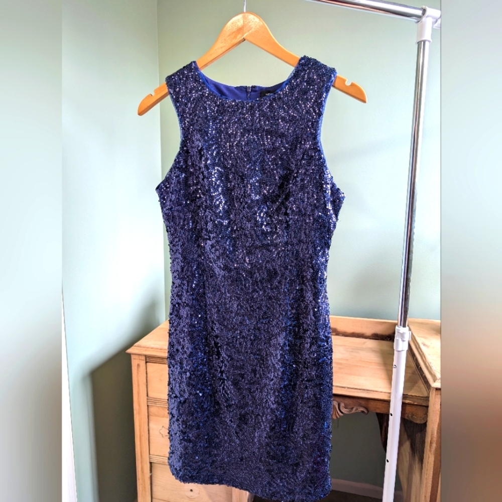 Elegant Navy Sequin Dress